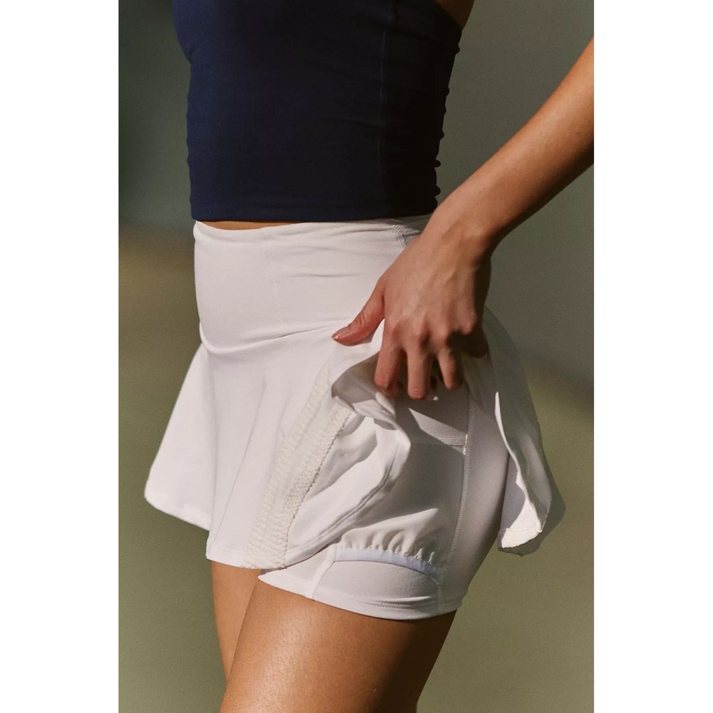 Free People Movement Pleats & Thank You White Pleated Lace Trim Tennis Skort - Picture 4 of 11